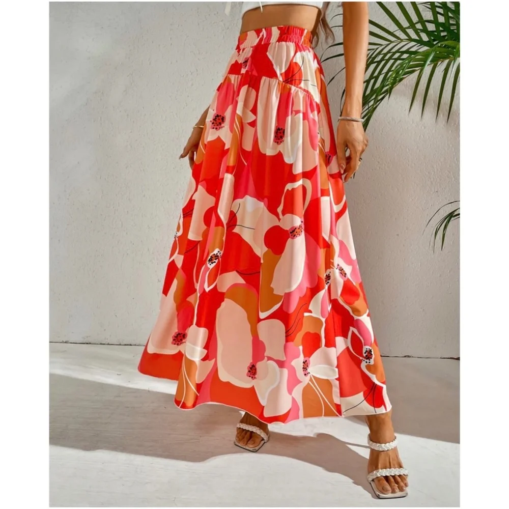 Bohemian Floral Tropical Print Maxi Skirt - Picture 7 of 10